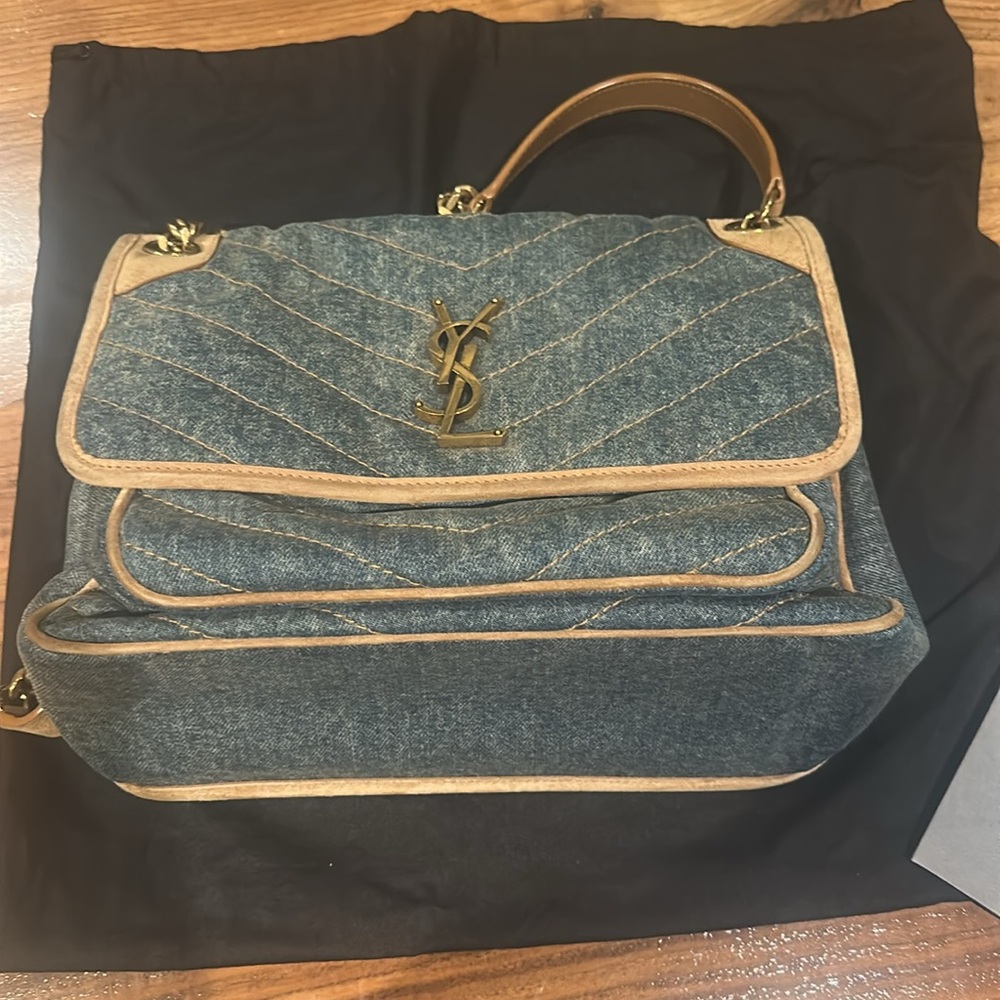 Saint Laurent Medium Monogram Matelasse Denim Niki Bag - Picture 8 of 16